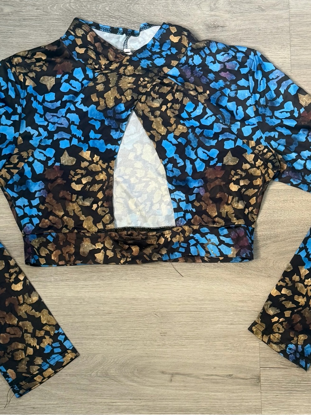 & Other Stories Blue and Gold Twist-Front Crop Top